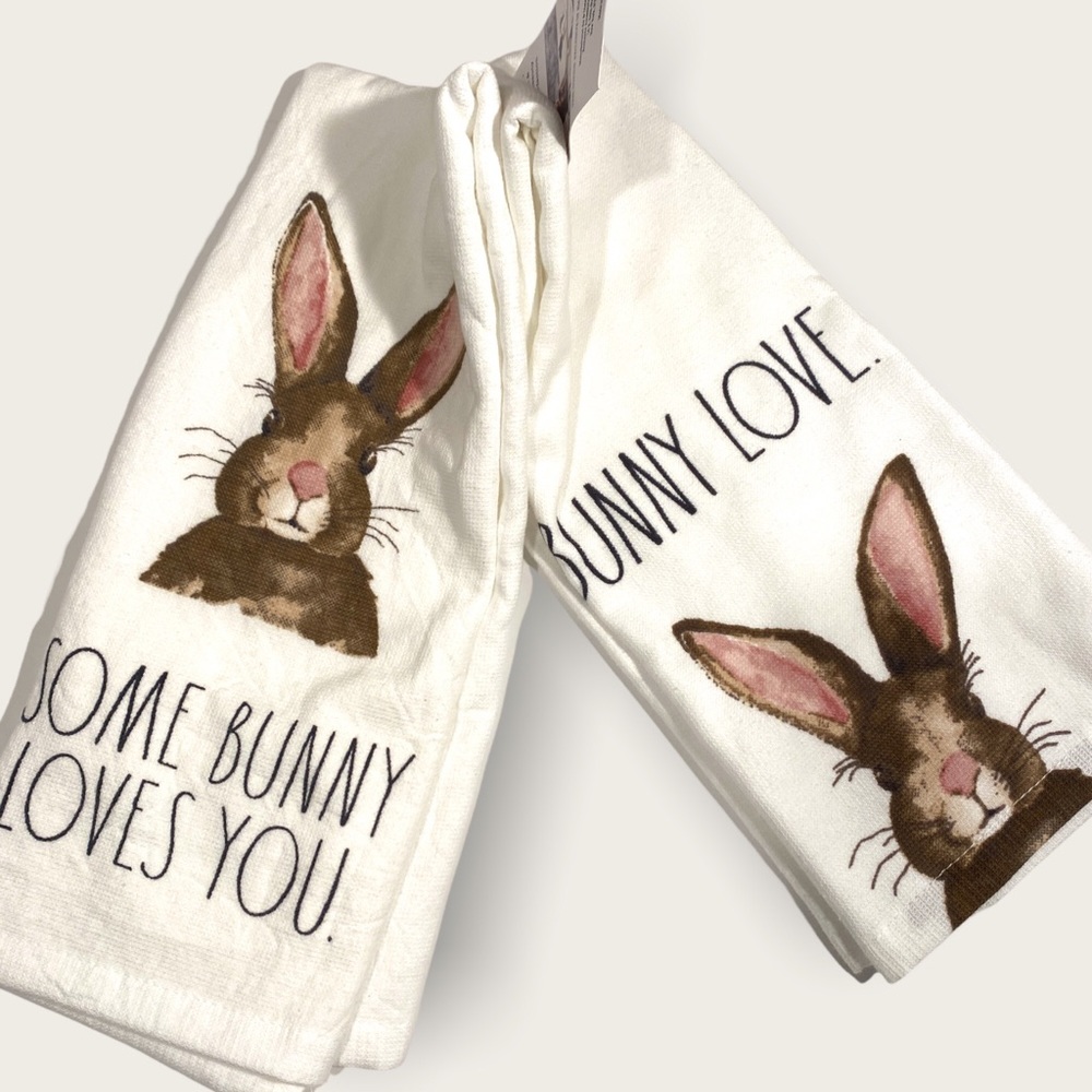 - Rae Dunn Bunny Love Set of Two Kitchen Towels